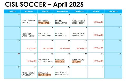 soccer schedule